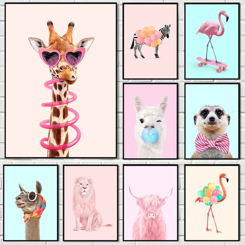 Art Craft Party - Komik Moda Zürafa Zebra Flamingo Parti