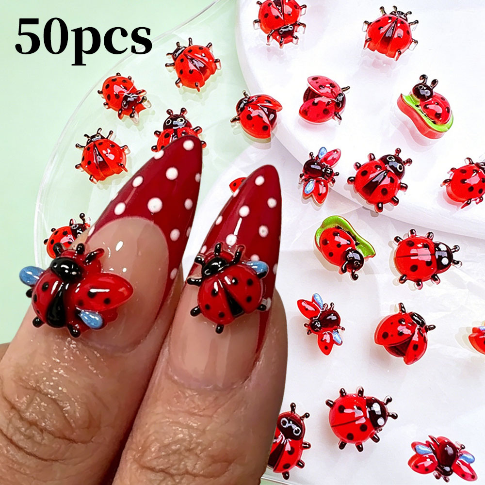Art Craft Ladybug - 50 adet 3D Mini Reçine Uğur