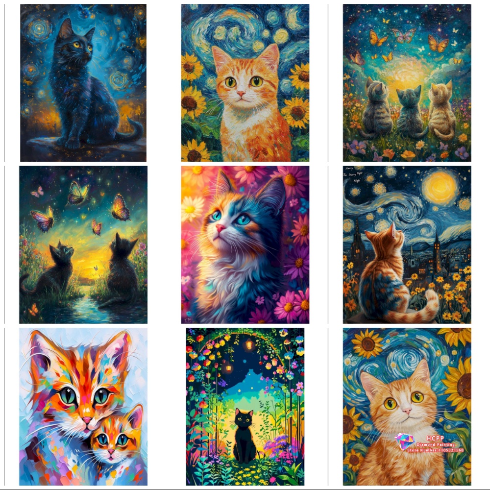 Art Craft Night - Kedi Hayvanı Elmas Boyama Seti Kare