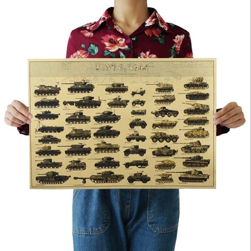 Art Craft Cafe - 51x35cm Vintage dünya savaşı II tankları