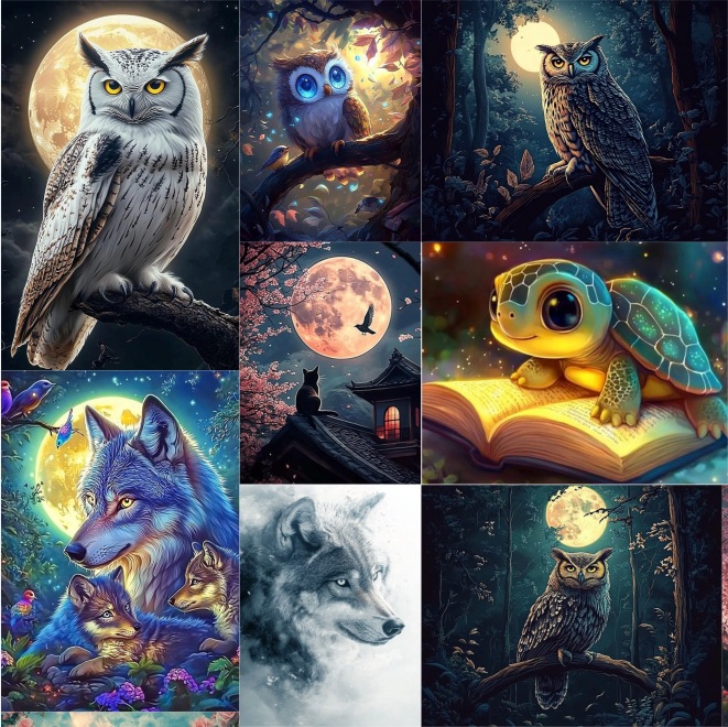 Art Craft Night - Gece Baykuşu Dolunay Elmas Boyama Seti,