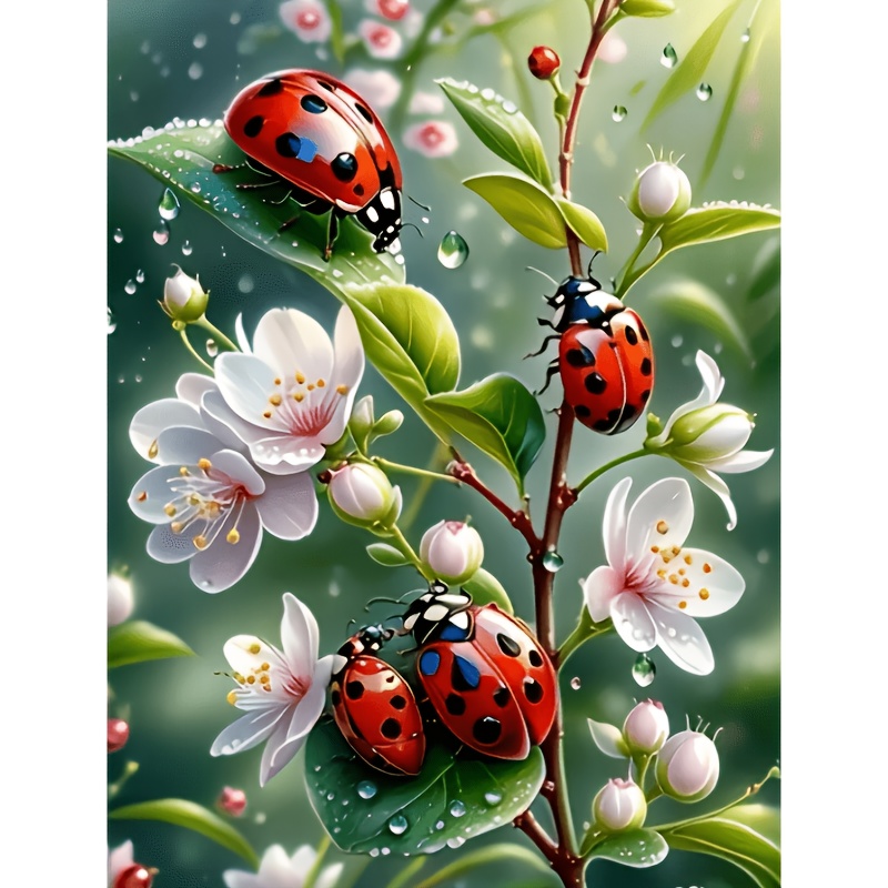 Art Craft Ladybug - Bahar Çiçeği Üzerinde Uğur Böceği Elmas