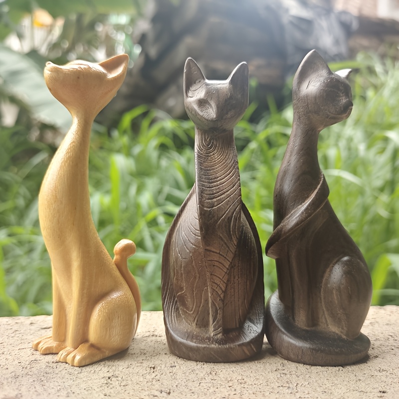 Ahşap Kedi Heykeli Süsü, Ev De - Art Craft Display incelemesi ve fiyatı