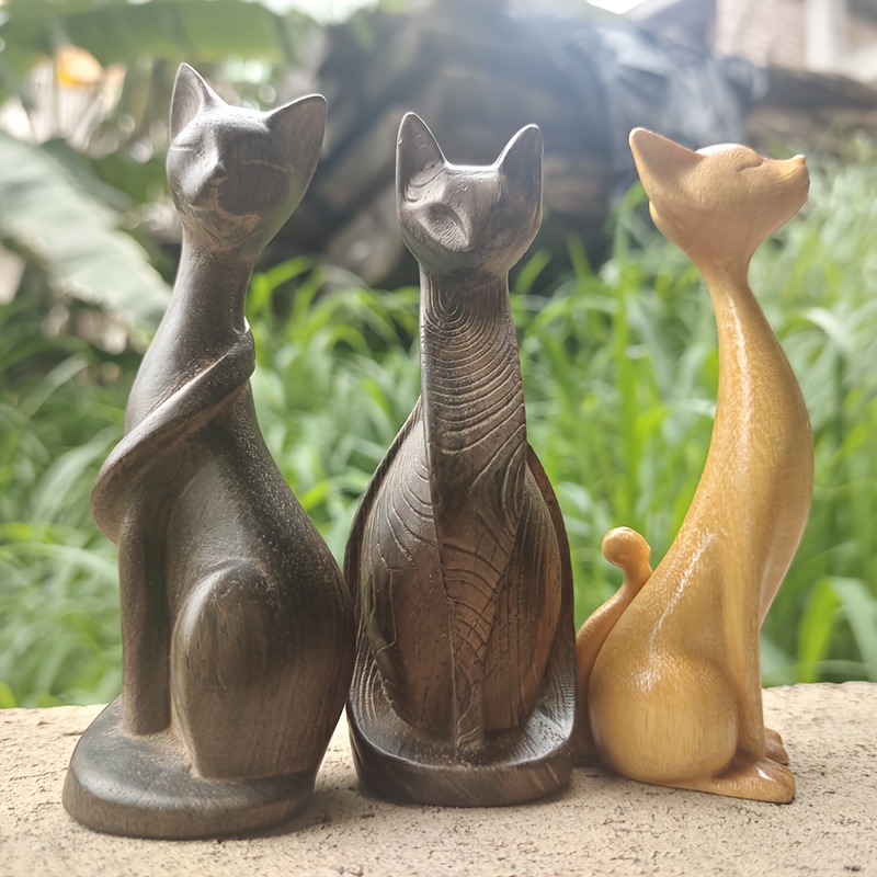 Ahşap Kedi Heykeli Süsü, Ev De - Art Craft Display incelemesi ve fiyatı
