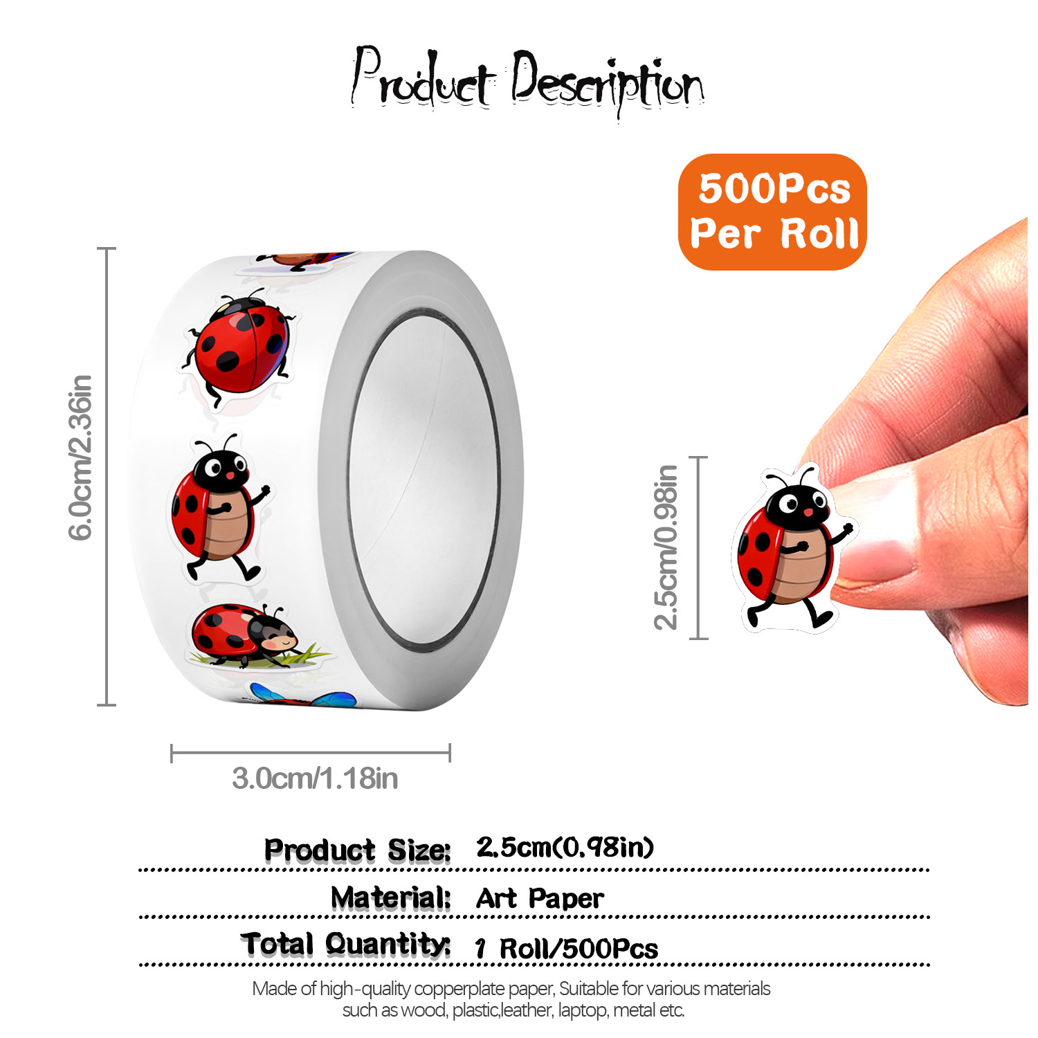1 Rulo (500 Adet) 10 Düzensiz  - Art Craft Ladybug incelemesi ve fiyatı